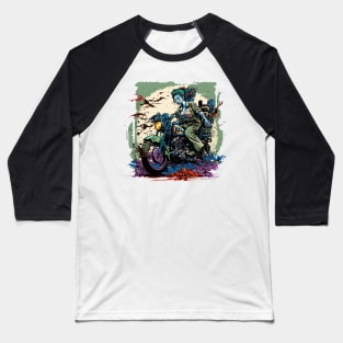 Zombie Girl riding a motorcycle Baseball T-Shirt